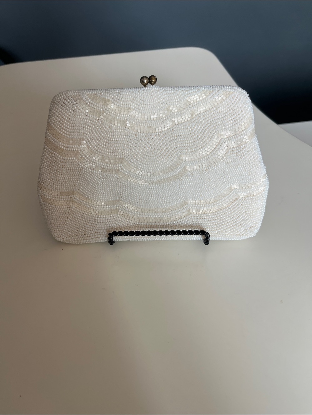 Safco Beaded White Evening Clutch